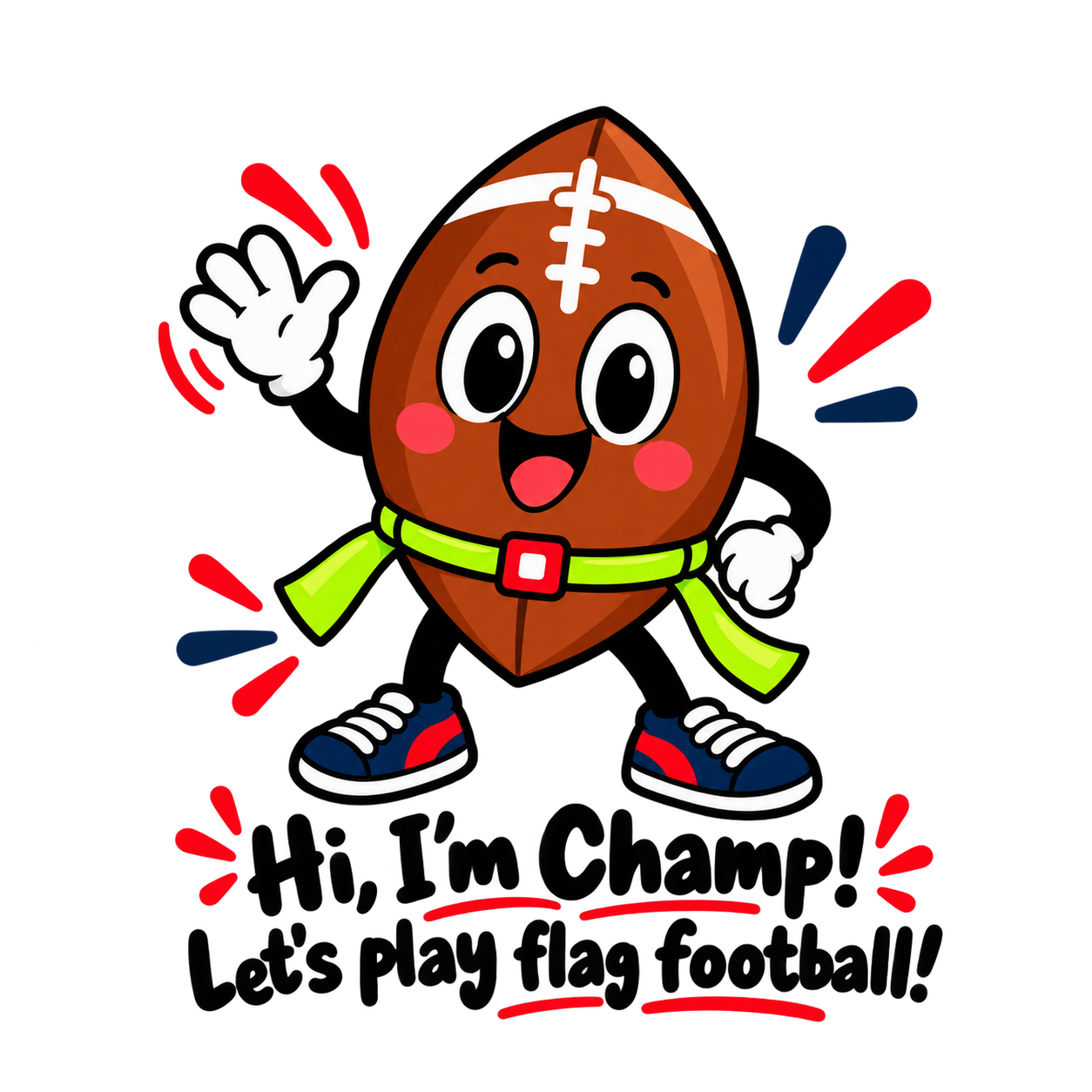 Hi, I'm Champ. Let's play flag football.